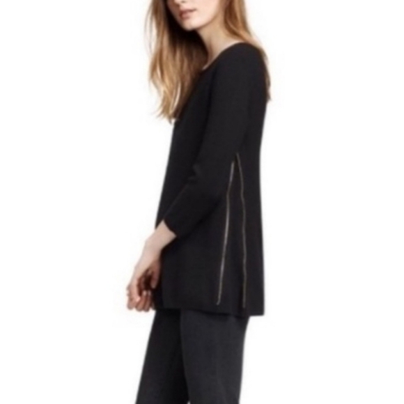 Tory Burch Merino Wool Side Zip Tunic Sweater - Picture 3 of 14